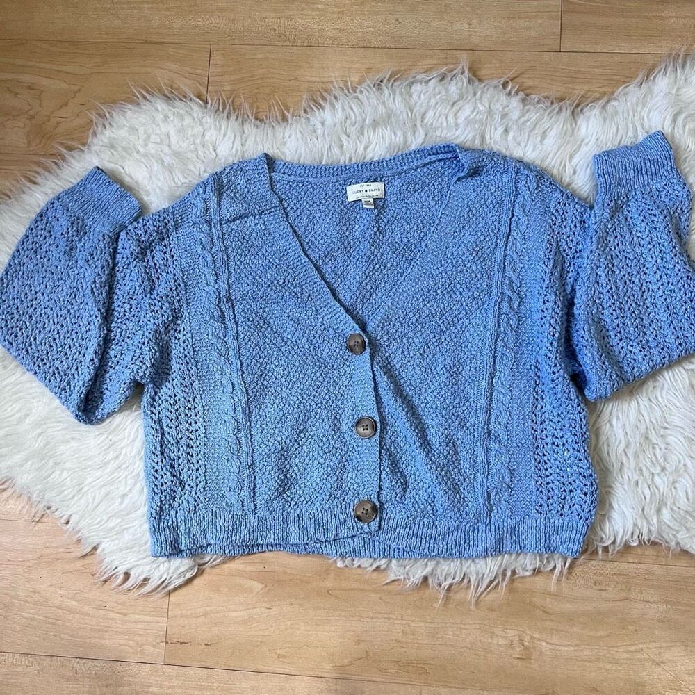 Lucky Brand blue knot style fall and winter cardigan sweater M
